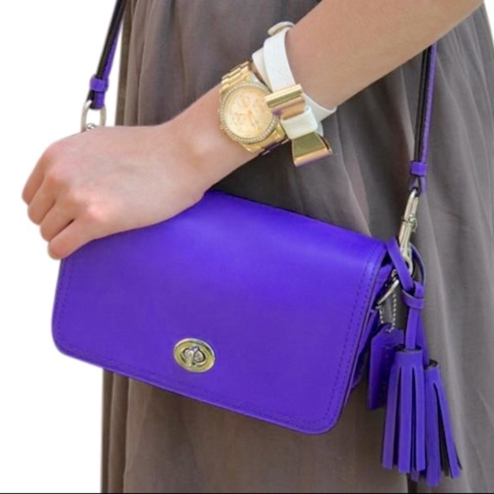 Coach Leather Ultraviolet Penny Crossbody